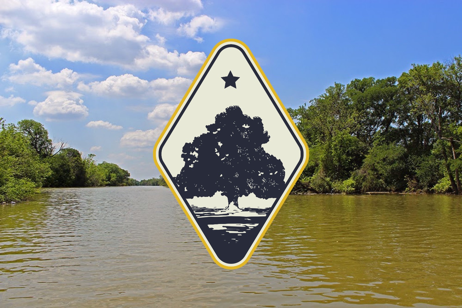 The Elm Fork of the Trinity River, with the Elm Fork Realty mark